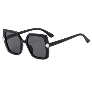 Kids Square Sunglasses With Artificial Pearl Accents PC Frame AC Lens UV Protection Outdoor Travel Fashion Eyewear For Boys Girls