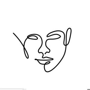Minimalist single line art acrylic cake topper featuring an abstract face outline for party decor