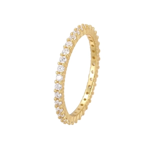 Elegance eternity ring in gold finish with sparkling cubic zirconia pave setting