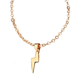 Minimalist lightning bolt pendant necklace in rose gold stainless steel for men and women