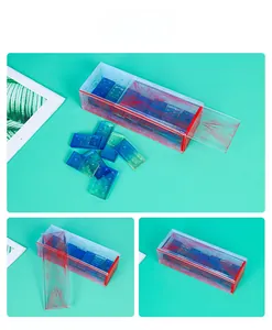 Detail of domino set resin molds with storage box showing open and closed views