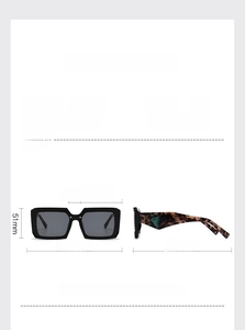 Detailed size chart for retro flat top sunglasses with PC frame measurements