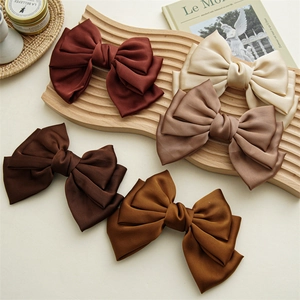 Elegant Triple Layer Satin Bow Hair Clip Large Handmade Spring Clip Fabric Bowknot For Women Girls Hair Accessories Party Wedding