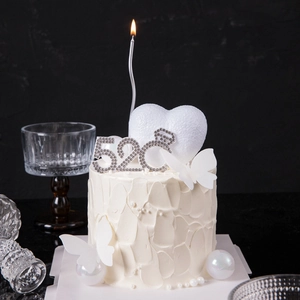 Elegant white heart and butterfly cake toppers set with 520 sign for romantic occasions