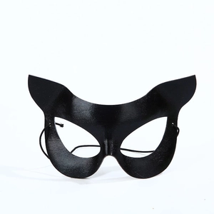 Black leather cat ear mask for masquerade parties and Halloween costume events