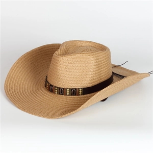 Herren Stroh Cowboyhut mit Bohème-Muschelband für Sommer-Strandsonnenschutz am Meer