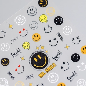 Smiley Gesicht Nagelaufkleber 5D Klebe Emoji Decals Matt Transparent DIY Maniküre Dekoration Für Frauen Mädchen