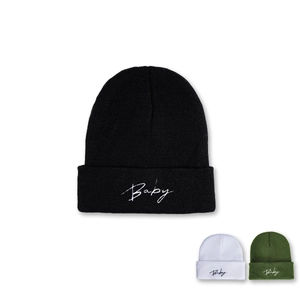 Baby Letter Embroidery Knitted Beanie Hat Soft Warm Acrylic Cuffed Skull Cap Casual Winter Autumn Unisex