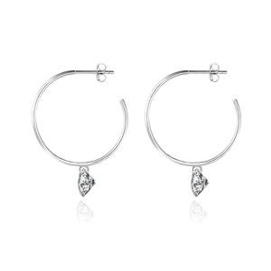 S925 silver moissanite hoop earrings with sparkling diamond drop pendants for women