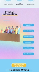 Detail of eco-friendly rainbow paper pencils with lead-free and break-resistant features