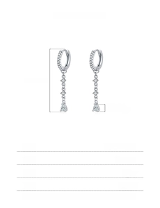 Size chart showing s925 silver long tassel earrings dimensions of 35mm and 2.20g weight