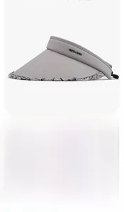 Détail du pare-soleil gris à large bord avec bord en dentelle et test de protection UV