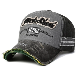 Vintage 1969 Black Shark distressed baseball cap with embroidery and frayed brim detail