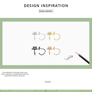 Cat ear cuff design inspiration in silver, gold, black, and rose gold with green eyes