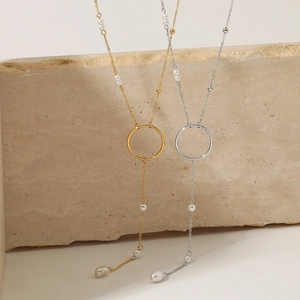 Elegant long tassel pearl pendant necklaces in gold and silver finish with Y-chain design