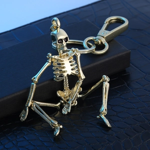Zinc Alloy Movable Human Skeleton Keychain Gothic Punk Bone Pendant Car Keyring Bag Hanging Ornament Halloween Gift For Men Women