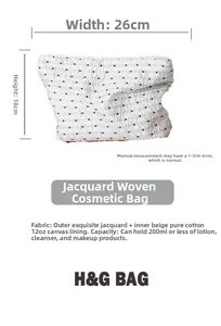 Dettagli dimensionali per trousse a pois in tessuto jacquard e fodera interna in cotone