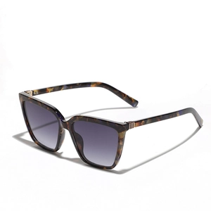 Square tortoiseshell sunglasses with gray gradient lenses and gold hinge detail