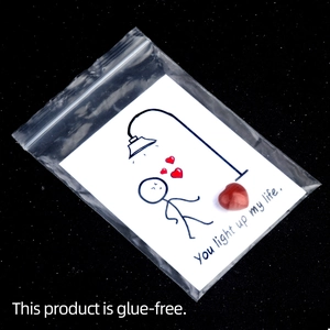 Healing natural semi-precious stone red heart with 'You light up my life' card