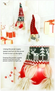 Détails de gnomes de Noël en peluche LED avec motifs festifs et lumières intégrées