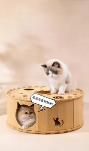 Cat felt tunnel house with top holes for play and sleep, cozy felt cat hideaway cave