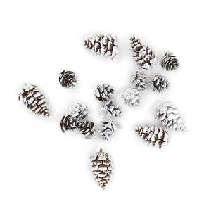 Set of 13 white tipped faux pine cones for DIY Christmas decor and school crafts