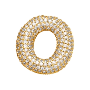 18K gold plated letter O balloon pendant necklace with pavé cubic zirconia