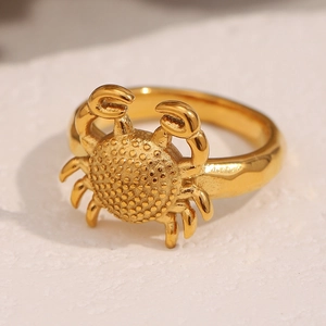 Crab Ring 18K Gold Plated Stainless Steel Personality Animal Exaggerated Jewelry Gift For Women