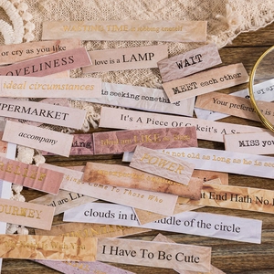Vintage gold foil English quote stickers for DIY scrapbooking in muted retro tones
