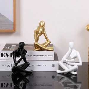 Modern Minimalistisch Hars Lezen Denker Beeldje Abstracte Karakter Standbeeld Kantoor Bureau Boekenplank Ornament