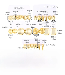 Guida dettagliata a dimensioni e peso per il set di orecchini a cerchio a C color oro