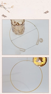 Detail of DIY 160mm gold metal floral collar ring with 2.1mm wire for traditional jewelry