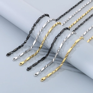 Bijoux En Acier Inoxydable Collier Et Bracelet À Maillons Géométriques Minimaliste Hip Hop Unisexe Mode