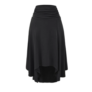 Jupe midi sirène noire moulante avec ourlet irrégulier et taille plissée élégante