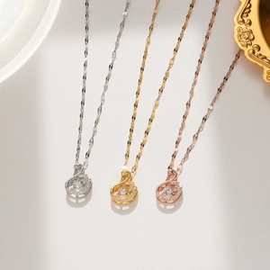 Elegant Swan Pendant Necklace Titanium Steel Sparkling Zircon Inlaid Clavicle Chain Versatile Jewelry For Women
