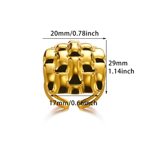 Detailed dimension guide for vintage gold braided stainless steel wide open flower ring