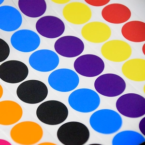 Colorful round self-adhesive label stickers in multiple colors for coding and marking