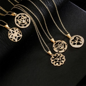 Mom Pendant Necklace Zircon 18K Gold Plated Copper Heart Star Design Mothers Day Gift For Women Elegant Jewelry
