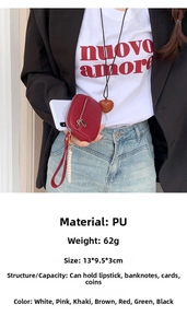 Detailed view of the mini PU leather coin purse showing dimensions, structure and capacity