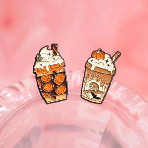 Halloween Enamel Pin Cartoon Pumpkin Ghost Latte Coffee Cup Brooch Alloy Metal Badge For Party Clothing Backpack Decoration