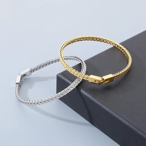Herren Edelstahl Drachenkette Armband in Gold und Silber mit quadratischem Verschluss