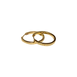 French style S925 sterling silver gold hoop earrings with polished finish and hinged clasp