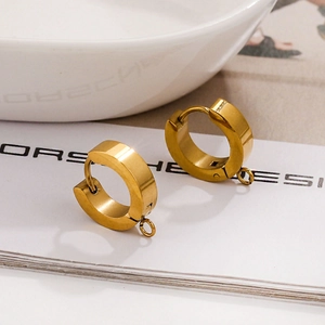 Polished gold stainless steel hoop earrings with DIY small ring hook for jewelry making