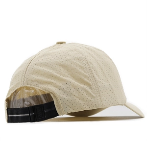 Detail of breathable quick-dry mesh baseball cap with adjustable strap and buckle