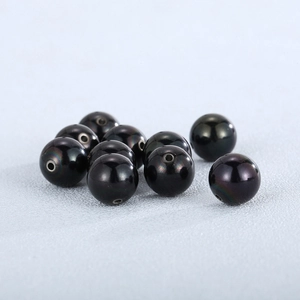 Perles noires en acier inoxydable de 12 mm polies avec petits trous pour bijoux DIY