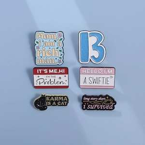 Set of 6 colorful enamel pins with Swiftie theme for trendy Taylor music fans