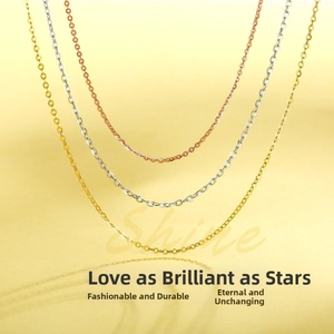 Detailed view of titanium steel lip chains in gold, silver and rose gold finishes