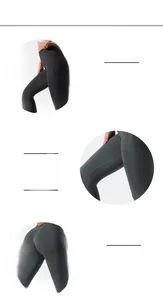 Vue détaillée du legging de yoga sans couture taille haute avec effet push-up et élastique