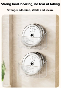Strong load-bearing test showing 5KG capacity of wall-mounted transparent storage boxes