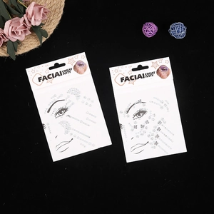Silver star face rhinestone stickers with crystals for party makeup and facial jewels